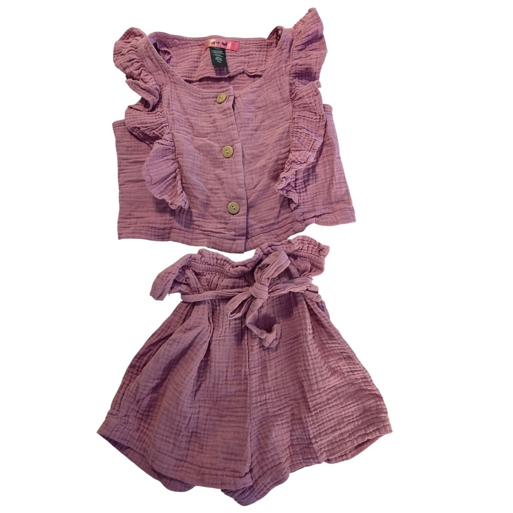 Paper Doll Mauve Cotton Muslin Top & Shorts Set Toddler Girls Size‎ Medium 10/12
